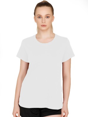 THE BLAZZE Solid Women Round Neck White T-Shirt