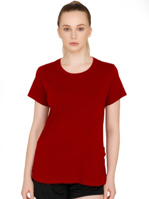 THE BLAZZE Solid Women Round Neck Red T-Shirt