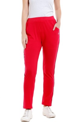 BODYACTIVE Solid Women Red Track Pants