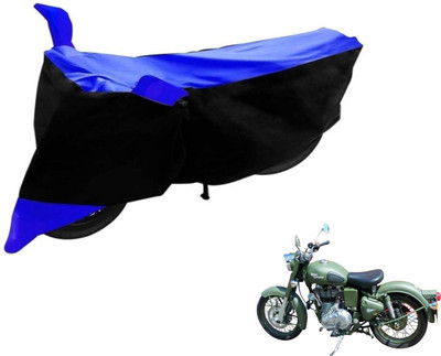 Flipkart SmartBuy Two Wheeler Cover for Royal Enfield(Battle, Black, Blue)