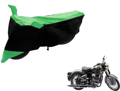 Flipkart SmartBuy Two Wheeler Cover for Royal Enfield(Classic 500, Black, Green)