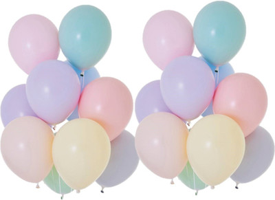 Bash N Splash Solid Imported Multicolored Pastel Macron Balloon Pack Of 50 Balloon(Multicolor, Pack of 50)