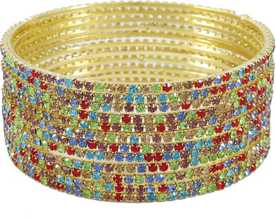 Zulka Get Your Traditions Metal Gold-plated Bangle Set(Pack of 12)