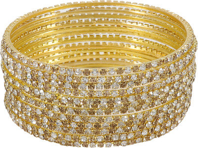Zulka Get Your Traditions Metal Gold-plated Bangle Set(Pack of 12)