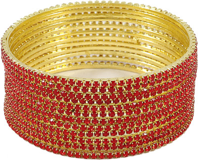 Zulka Get Your Traditions Metal Gold-plated Bangle Set(Pack of 12)