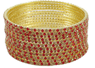 Zulka Get Your Traditions Metal Gold-plated Bangle Set(Pack of 12)