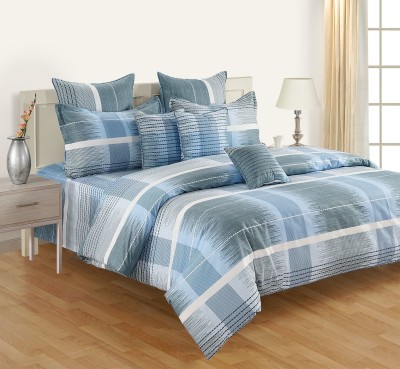 SWAYAM 160 TC Cotton King Printed Flat Bedsheet(Pack of 1, Blue)
