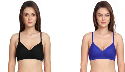 Zunahme Women T-Shirt Lightly Padded Bra(Blue, Black)
