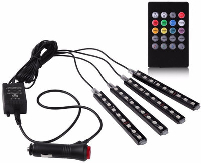 imad Multi-Color 8 Color Music 12 LED Car Interior Underdashboard Lighting Kit Sound Activated IR Remote Control Atmosphere Lamp For Car Fancy Lights (Multicolor) Car Fancy Lights(Multicolor)
