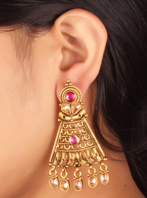 Shiv Jewels ER-56 Ruby, Crystal Alloy Earring Set