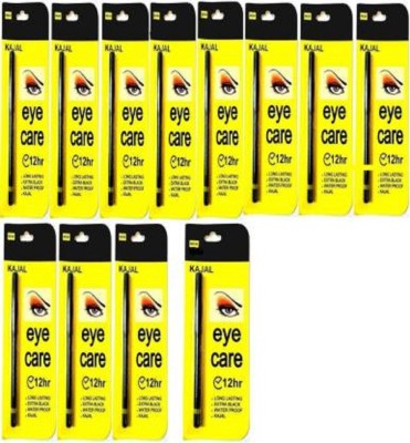 ShopCircuit Eye Care Kajal Long Lasting Extra Black Waterproof pack of 12(Black, 12.6 g)