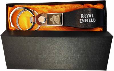 ROYAL ENFIELD Classic Bullet Bike Leather Key Chain, Keyring Two Wheeler Bike Key Ring, Keychain (Black) Key Chain