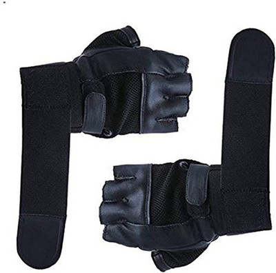 GymWar Leather Gym & Fitness Gloves(Black)
