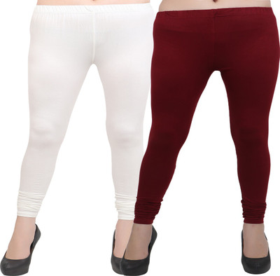 Any Fashion Churidar  Western Wear Legging(White, Maroon, Solid)