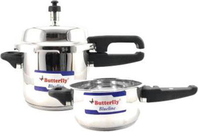 Butterfly 5 L Outer Lid Induction Bottom Pressure Cooker & Pressure Pan(Stainless Steel)