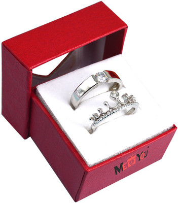 ME&YOU Silver Plated Romantic Proposal Rings for Any Special Occasion IZ19Ringcouple3-007 Stainless Steel Silver Plated Ring Set