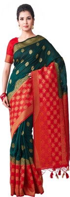 MIMOSA Embellished Bollywood Art Silk Saree(Green)