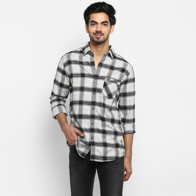 mufti grey lime full sleeves checkered 