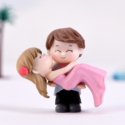 P s retail Sweety Lovers Couple Hug Style Figurine Miniature- Style 9 -(2pcs/Set) Decorative Showpiece  -  5.5 cm(Plastic, Multicolor)