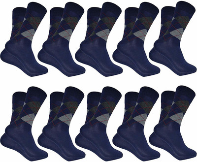 PinKit Men Argyle Mid-Calf/Crew(Pack of 10)