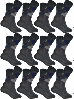 PinKit Men Argyle Mid-Calf/Crew(Pack of 12)