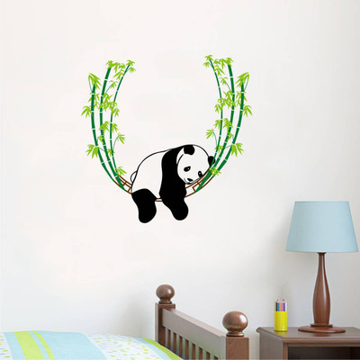 Decal O Decal 90 cm ' Panda On Swing ' Wall Stickers (PVC Vinyl,Multicolour) Self Adhesive Sticker(Pack of 1)