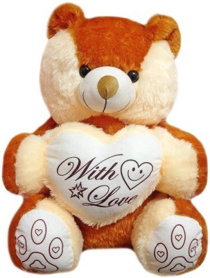 JITESH ENTERPRISRES Soft Stuffed Cream & Brown Heart With Love Teddy Bear (60cm)  - 12 inch(Multicolor)