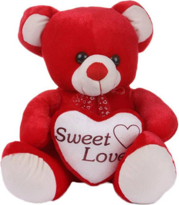 kashish trading company Soft Stuffed Red Color Heart Seewt Love Teddy Bear (45cm)  - 16 inch(Red)