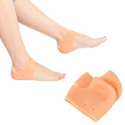 kakustore Silicon Gel Heel Socks for Moisturize and Heal Dry Cracked Heel Support (Orange) Heel Support(Orange)