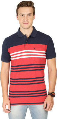 BULLMER Striped Men Polo Neck Blue T-Shirt