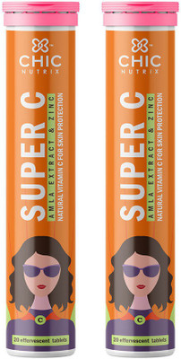 Chicnutrix Super C - Vitamin C Effervescent - 1000mg Amla, Zinc - Immunity & Skin Protection(2 x 20 Tablets)