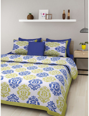Rangun 120 TC Cotton King Printed Flat Bedsheet(Pack of 1, Green)