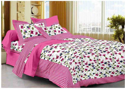 Rangun 120 TC Cotton King Abstract Flat Bedsheet(Pack of 1, Pink)