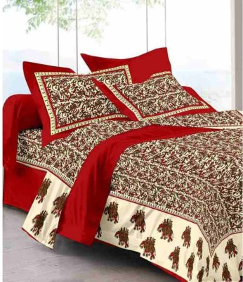 UNIQCHOICE 120 TC Cotton Double Animal Flat Bedsheet(Pack of 1, Red)