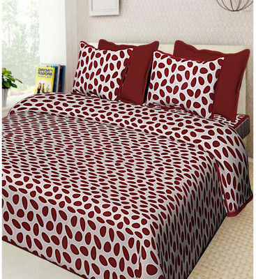 UNIQCHOICE 120 TC Cotton Double Polka Flat Bedsheet(Pack of 1, Maroon)