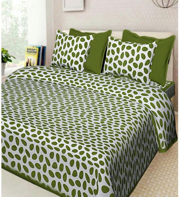 UNIQCHOICE 120 TC Cotton Double Polka Flat Bedsheet(Pack of 1, Green)