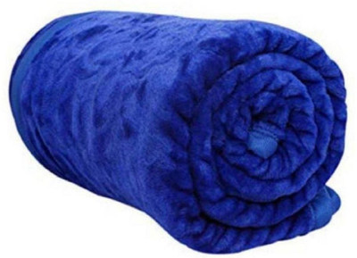 Oshano Solid Double Mink Blanket for  Heavy Winter(Polyester, Dark Blue)