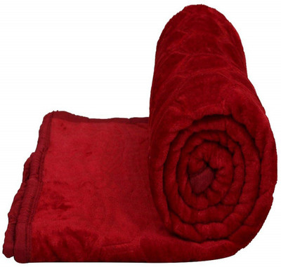 Talwar Home Decor Floral Double Mink Blanket(Polyester, Maroon)