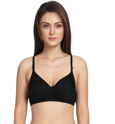Funahme Women Full Coverage Lightly Padded Bra(Black)