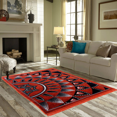 Flipkart SmartBuy Red Chenille Carpet(4 ft,  X 7 ft, Rectangle)