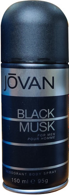 Jovan BLACK MUSK (PACK OF 1) Deodorant Spray  -  For Men(150 ml)