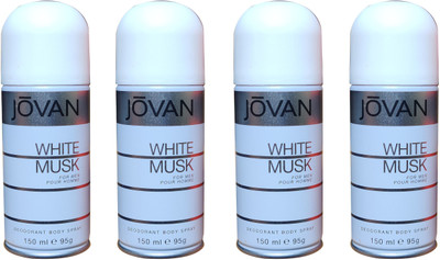 Jovan WHITE MUSK PACK-4 Deodorant Spray  -  For Men(600 ml, Pack of 4)