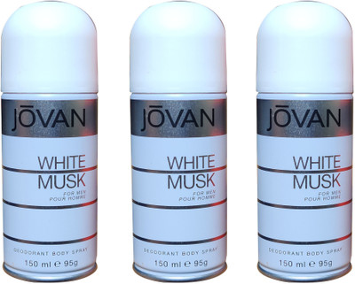 Jovan WHITE MUSK (PACK OF 3) Deodorant Spray  -  For Men(450 ml, Pack of 3)