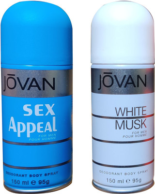 Jovan 1 APPEAL AND 1 WHITE MUSK (PACK OF 2) Deodorant Spray  -  For Men(300 ml, Pack of 2)