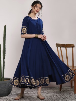 Sangria Women Gown Dark Blue Dress