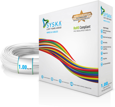 Syska FR PVC 1 sq/mm White 90 m Wire(White)