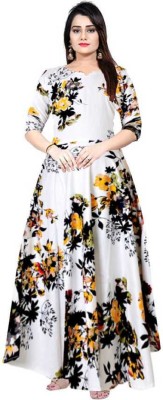 Dev Fashion Anarkali Gown(White)