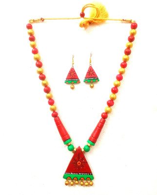 Haus Fabula Terracotta Red Jewellery Set(Pack of 1)