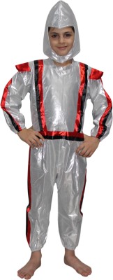 KAKU FANCY DRESSES Astronaut Costume,Space Costume -Silver & Red, 7-8 Years, For Boys Kids Costume Wear
