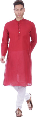 Rajubhai Hargovindas Men Self Design Straight Kurta(Maroon)